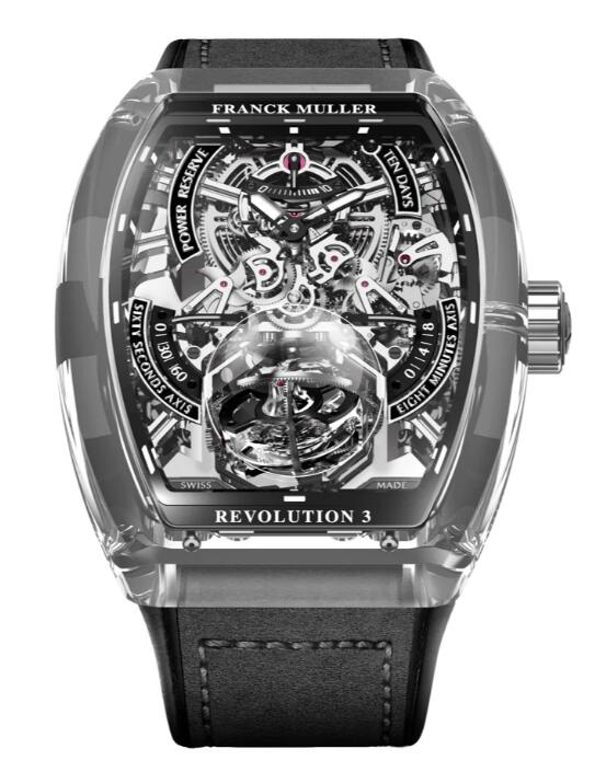 Franck Muller Vanguard Revolution 3 Skeleton Sapphire - Black Replica Watch V50 REV 3 PR SQT NR SAPHIRE